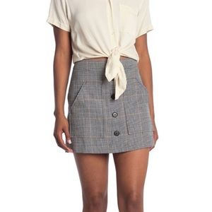 Veronica Beard Fisher Plaid Linen Blend Mini Skirt